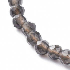 Bracelet fin ajustable avec petites perles facettées en obsidienne larmes d'apache