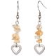 Boucles d'oreilles coeur en métal et citrine