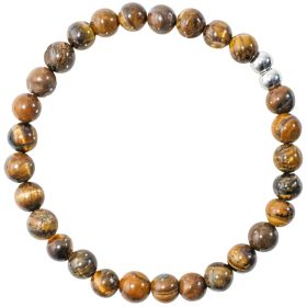 Bracelet en oeil de tigre - Perles rondes 6 mm