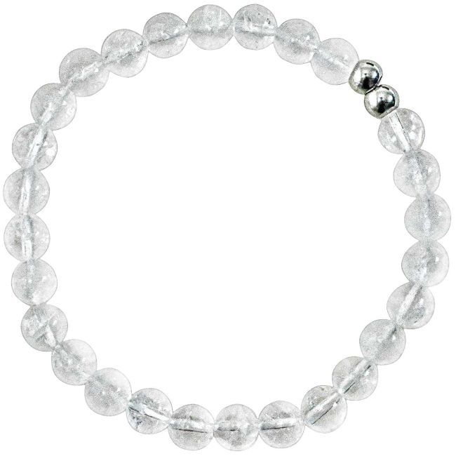 Bracelet en cristal de roche - Perles rondes 6 mm