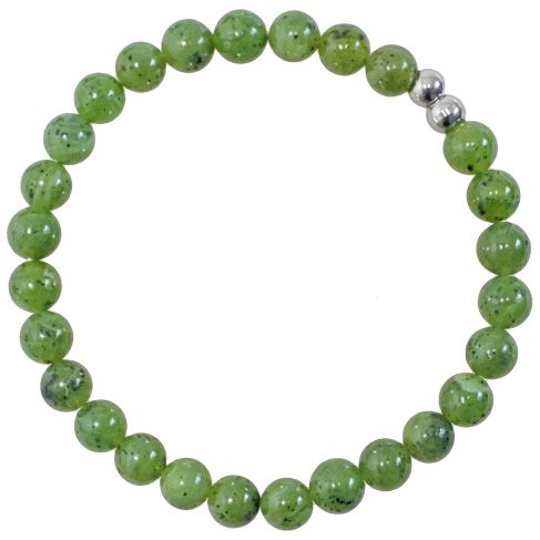 Bracelet en jade néphrite - Perles rondes 6 mm