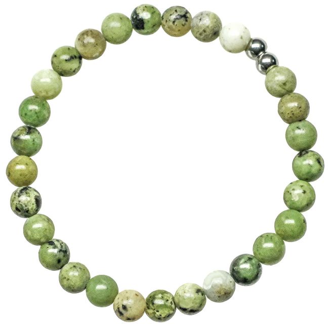 Bracelet en serpentine verte - Perles rondes 6 mm