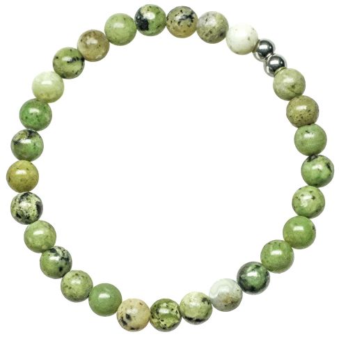 Bracelet en serpentine verte - Perles rondes 6 mm