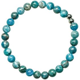 Bracelet en apatite bleue - Perles rondes 6 mm