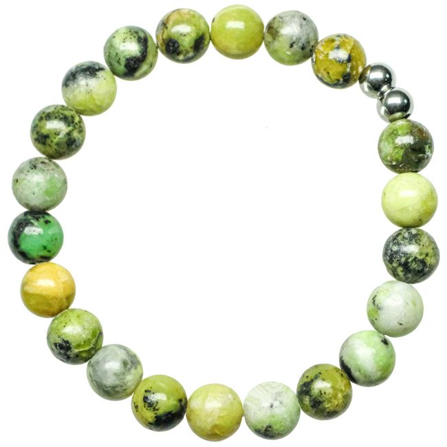 Bracelet en serpentine verte - Perles rondes 8 mm