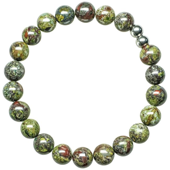 Bracelet en jaspe sang de dragon - Perles rondes 8 mm