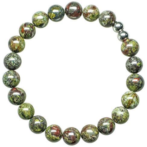 Bracelet en jaspe sang de dragon - Perles rondes 8 mm