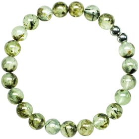 Bracelet en préhnite épidote - Perles rondes 8 mm