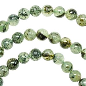 Bracelet en préhnite épidote - Perles rondes 10 mm