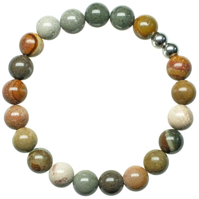 Bracelet en jaspe océan - Perles rondes 8 mm