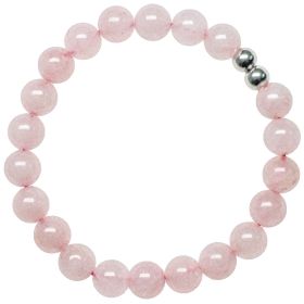 Bracelet en quartz rose - Perles rondes 8 mm