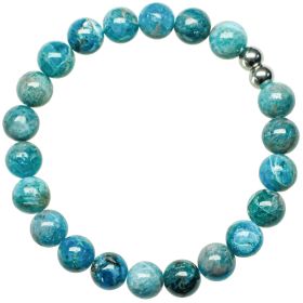 Bracelet en apatite bleue - Perles rondes 8 mm