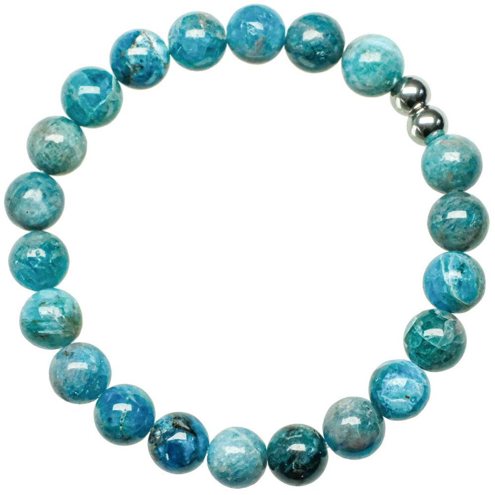 Bracelet Perles Apatite Cubes Et Rondes - Fait Main - Sur Mesure - Sans Fermoir - Neuf