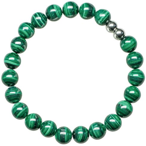 Bracelet en malachite - Perles rondes 8 mm