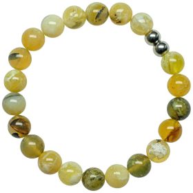 Bracelet en opale jaune - Perles rondes 8 mm