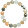 Bracelet en pierre de lune orangée - Perles rondes 10 mm