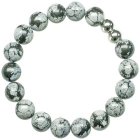 Bracelet en obsidienne neige - Perles rondes 10 mm