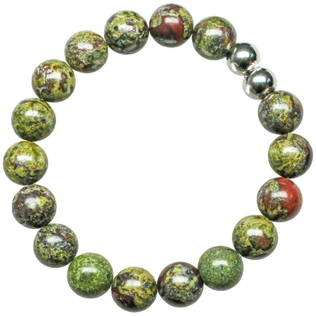 Bracelet en jaspe sang de dragon - Perles rondes 10 mm