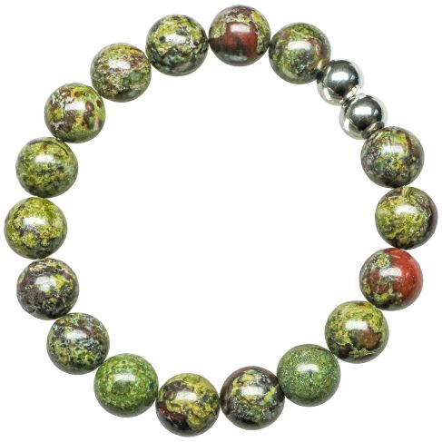 Bracelet en jaspe sang de dragon - Perles rondes 10 mm