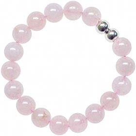 Bracelet en quartz rose - Perles rondes 10 mm
