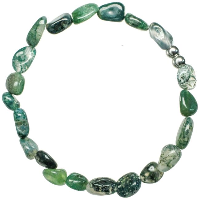 Bracelet en agate mousse - Perles roulées 5 à 8 mm