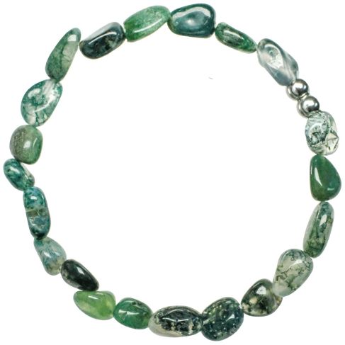 Bracelet en agate mousse - Perles roulées 5 à 8 mm