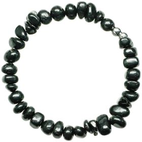 Bracelet en shungite - Perles roulées 7 à 10 mm