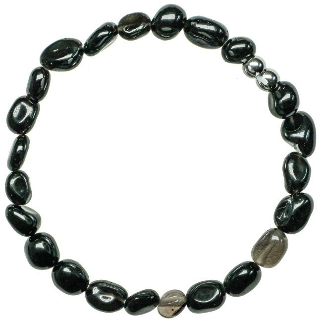 Bracelet en obsidienne noire - Perles roulées 7 à 10 mm