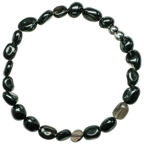 Bracelet en obsidienne noire - Perles roulées 7 à 10 mm