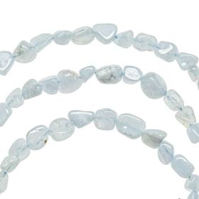 Bracelet en calcédoine bleue - Perles roulées 5 à 8 mm