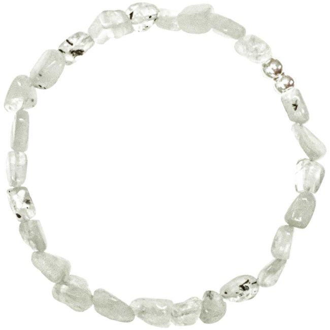 Bracelet en pierre de lune blanche - Perles roulées 5 à 8 mm