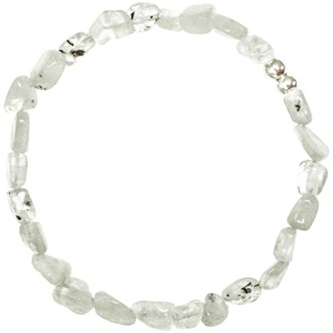 Bracelet en pierre de lune blanche - Perles roulées 5 à 8 mm