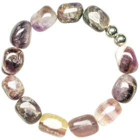 Bracelet en fluorite violette - Grosses perles roulées 1.5 cm