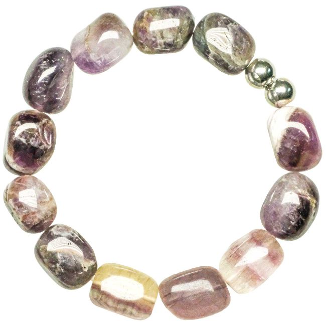 Bracelet en fluorite violette - Grosses perles roulées 1.5 cm