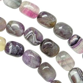Bracelet en fluorite violette - Grosses perles roulées 1.5 cm
