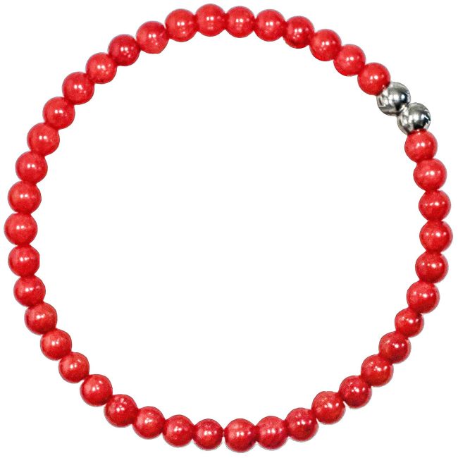 Bracelet en bambou des mers teinté rouge - Perles rondes 5 mm
