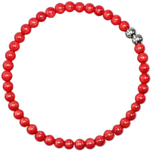 Bracelet en bambou des mers teinté rouge - Perles rondes 5 mm