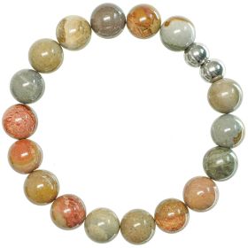 Bracelet en jaspe océan - Perles rondes10 mm
