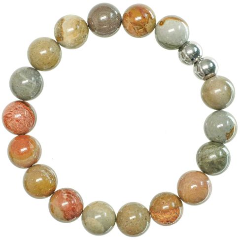 Bracelet en jaspe océan - Perles rondes10 mm