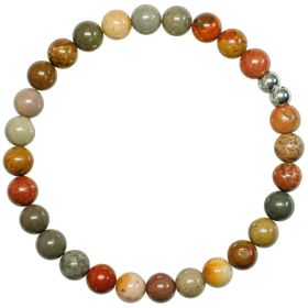 Bracelet en jaspe océan - perles rondes 6 mm