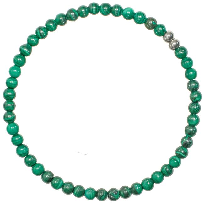 Bracelet en malachite - Perles rondes 4 mm