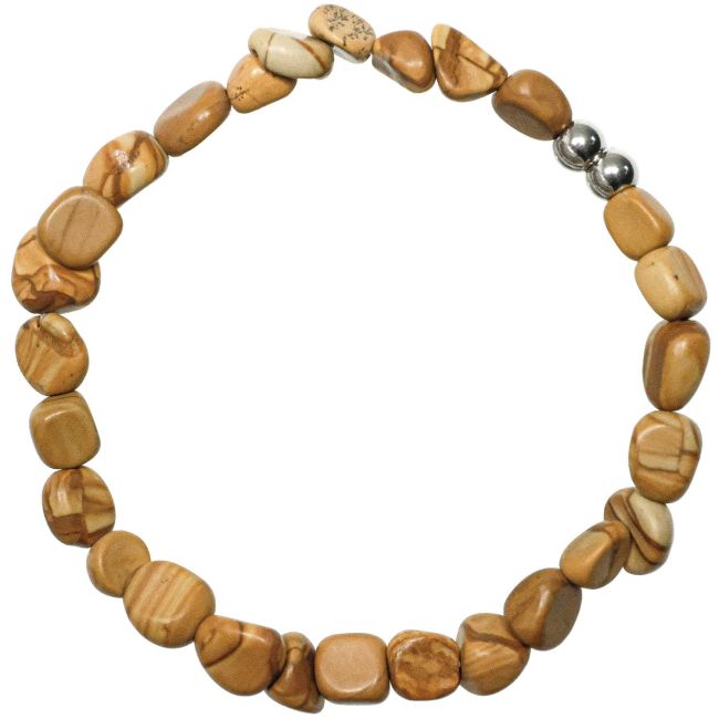 Bracelet en jaspe paysage - Perles roulées 5 à 8 mm