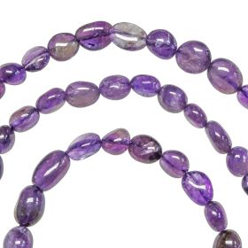 Bracelet en améthyste - Perles pierres roulées 7 à 10 mm