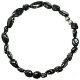 Bracelet en tourmaline noire - Perles roulées 5 à 8 mm