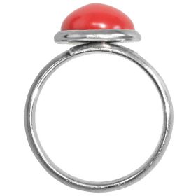 Bague argentée avec cabochon rond en jaspe rouge