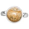 Bague argentée avec cabochon rond en jaspe paysage