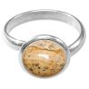 Bague argentée avec cabochon rond en jaspe paysage