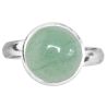 Bague argentée avec cabochon rond en aventurine verte