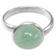 Bague argentée avec cabochon rond en aventurine verte