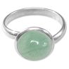 Bague argentée avec cabochon rond en aventurine verte